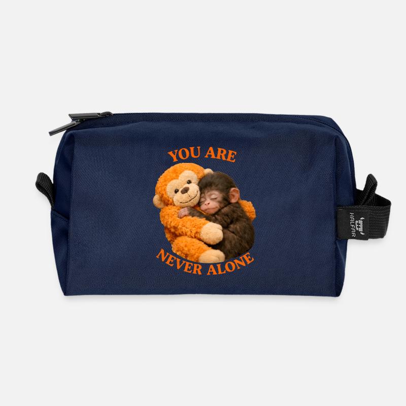 Baby Affe Punch mit Plüschaffen You're never alone - Recycelte Kulturtasche - Navy