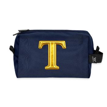 Goldenes T Motiv mit Glanz - Recycelte Kulturtasche - Navy - Vorne