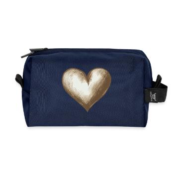 Sepia Sketch Heart - Recycled Toiletry Zip Bag - navy - Front