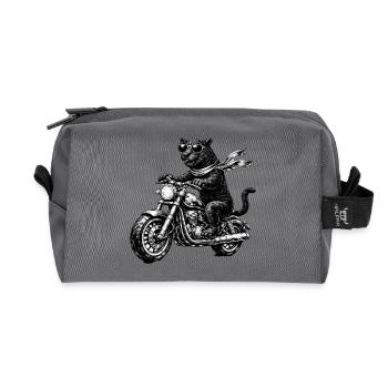 Schwarzer Panther auf Motorrad mit Sonnenbrille - Recycled Toiletry Zip Bag - anthracite - Front