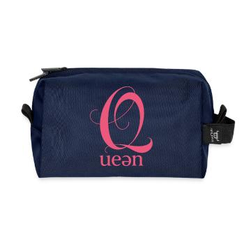 Q Königin Schriftzug Pink - Recycelte Kulturtasche - Navy - Vorne