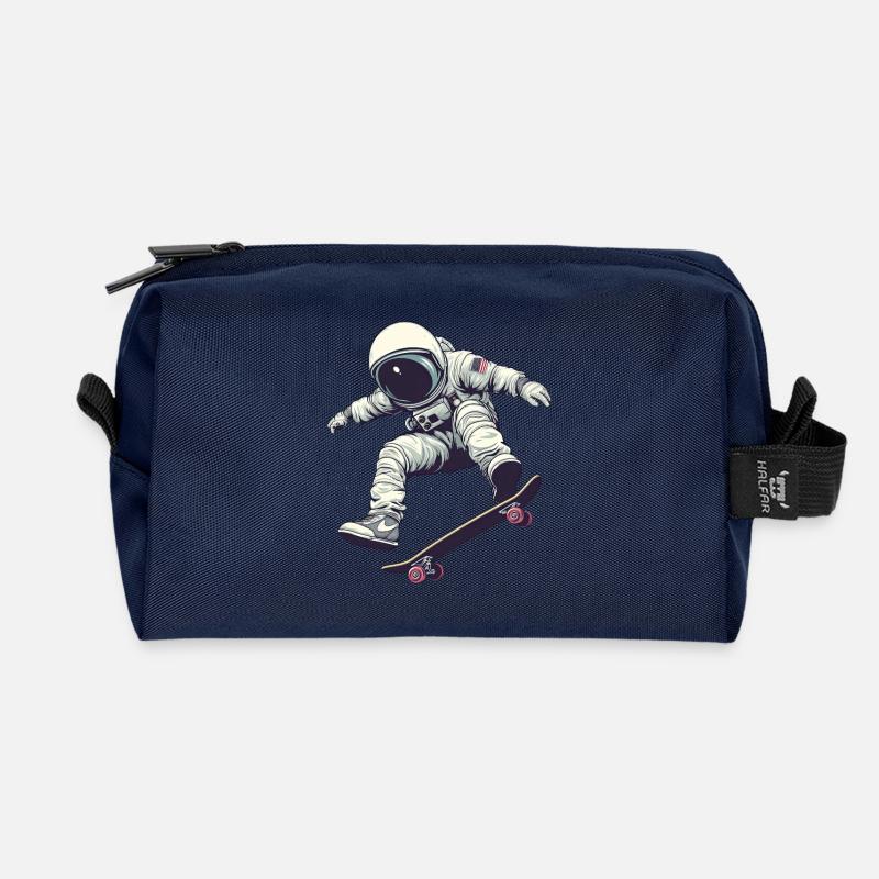 Schlittschuhlaufen im Weltraum - Recycelte Kulturtasche - Navy