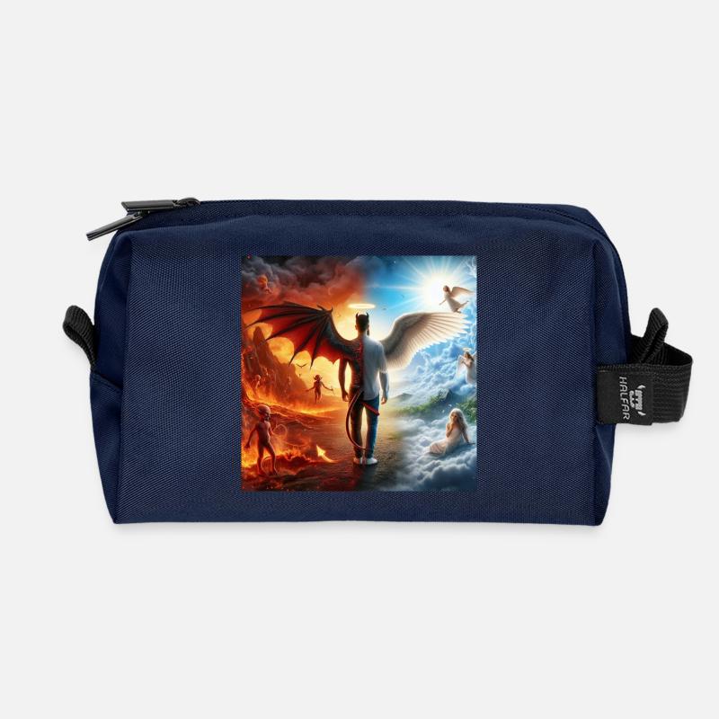 Himmlisches und Infernales Gleichgewicht - Recycelte Kulturtasche - Navy