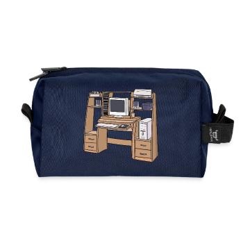 Installation rétro de bureau d’ordinateur dans les années 90 et 2000 Nostalgique - Trousse de toilette en tissu recyclé - marine - Devant