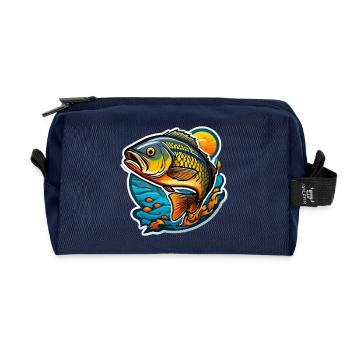 Blazing Koi on Wave and Sun - Recycled Toiletry Zip Bag - navy - Front