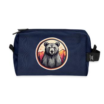 Dawn Mountain Bear - Recycled Toiletry Zip Bag - navy - Front