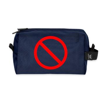 Red No Sign Icon Print - Recycled Toiletry Zip Bag - navy - Front