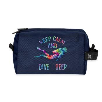 Colorful Dive Saying - Recycled Toiletry Zip Bag - navy - Front