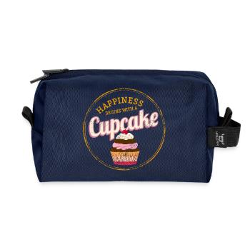 Cupcake Dessert Cook Vintage Cake Retro Design - Recycled Toiletry Zip Bag - navy - Front