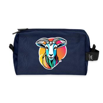 Colorful Rainbow Goat - Recycled Toiletry Zip Bag - navy - Front