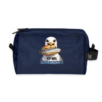 Fischbrötchen Möwe Humor - Recycelte Kulturtasche - Navy - Vorne