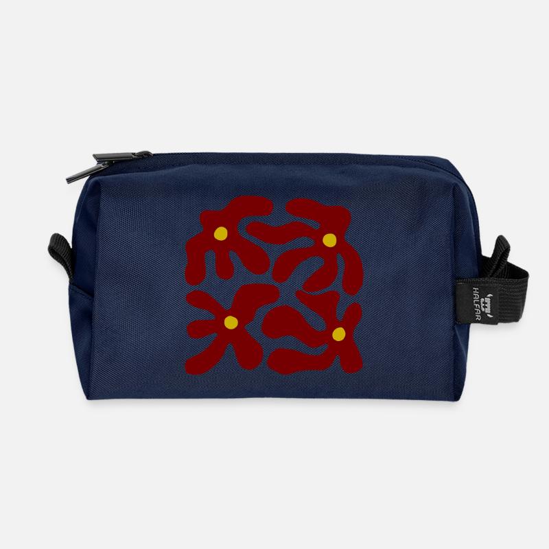 Rote Blumen Organisches transparentes Design -V3 - Recycelte Kulturtasche - Navy