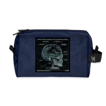 Skull Phrenology Diagram Art - Recycled Toiletry Zip Bag - navy - Front