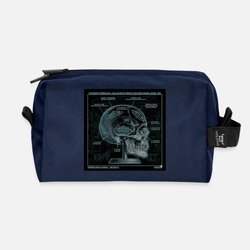 Kunst des Schädelphrenologie-Diagramms - Recycelte Kulturtasche - Navy