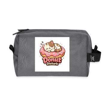 Donut Disturb – Cute Cat in Donut - Trousse de toilette en tissu recyclé - anthracite - Devant