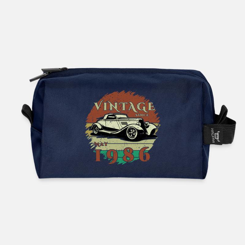 40. Geburtstag - Klassiker - Vintage since 05/1986 - Recycelte Kulturtasche - Navy