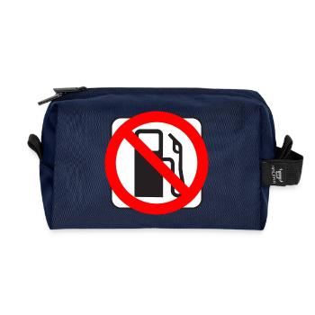 STOP Tank Prices Gasoline Diesel Gas Station - Recycled Toiletry Zip Bag - navy - Front