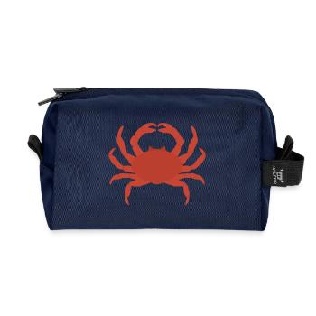Crimson Crab Silhouette - Recycled Toiletry Zip Bag - navy - Front