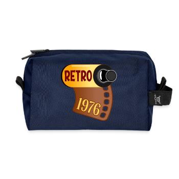 Birthday 1976 Retro Photograph - Recycled Toiletry Zip Bag - navy - Front