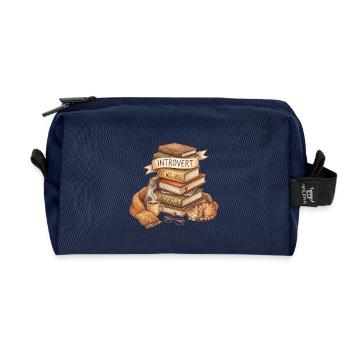 Introvert Book Lover Stack - Recycled Toiletry Zip Bag - navy - Front