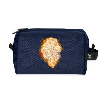 Zentangle Lion - Recycled Toiletry Zip Bag - navy - Front