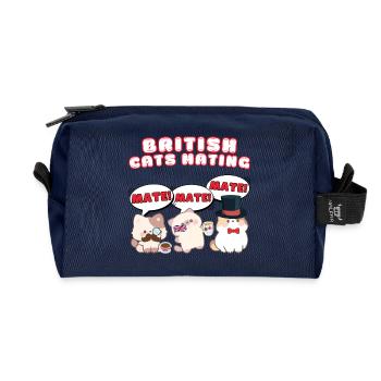 British Cats Mating - Recycled Toiletry Zip Bag - navy - Front