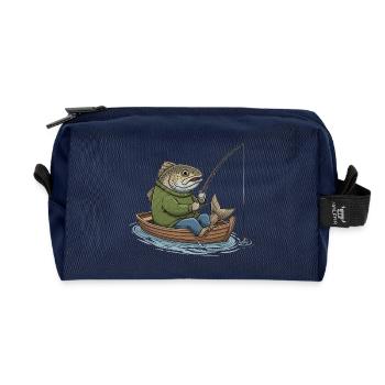 humor fishing Fish Fisherman - Recycled Toiletry Zip Bag - navy - Front