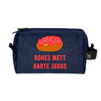 Rohes Mett Harte Jungs - Recycelte Kulturtasche - Navy - Vorne