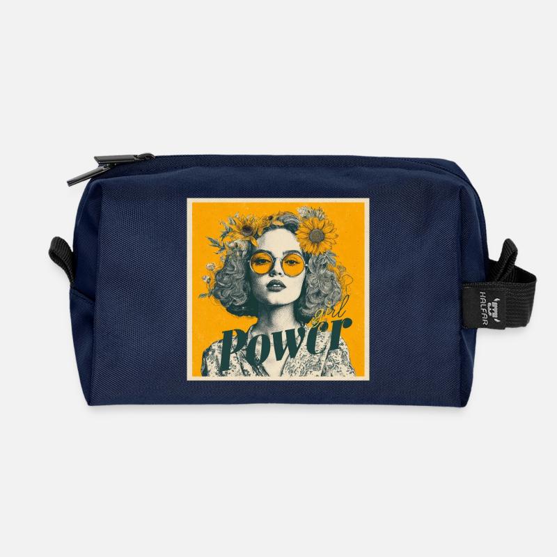 Power! Girl! Sunflower! - Recycelte Kulturtasche - Navy