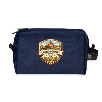 Country Roots Farm Emblem - Recycled Toiletry Zip Bag - navy - Front