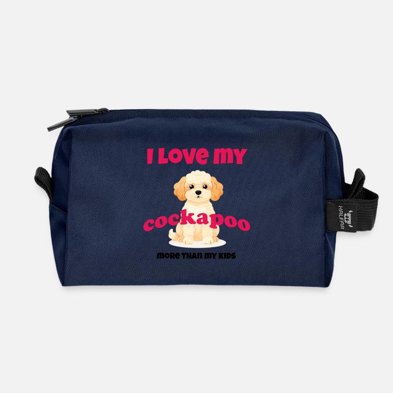 J’adore mon cockapoo – cadeau de doodle pour chien mignon - Trousse de toilette en tissu recyclé - marine