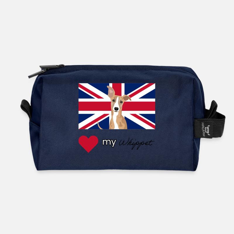 LUVMYWHIPPET (Black) - Recycled Toiletry Zip Bag - navy