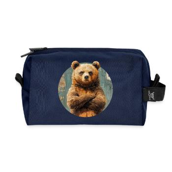 Bear Design - Recycled Toiletry Zip Bag - navy - Front