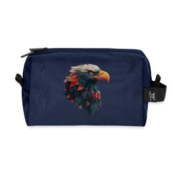tête aigle puissant, cadeau homme fort, déterminé - Trousse de toilette en tissu recyclé - marine - Devant