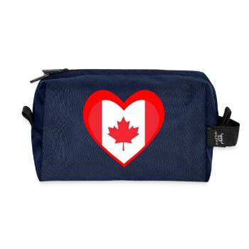 Red Maple Heart – True Canadian Pride - Recycled Toiletry Zip Bag - navy - Front