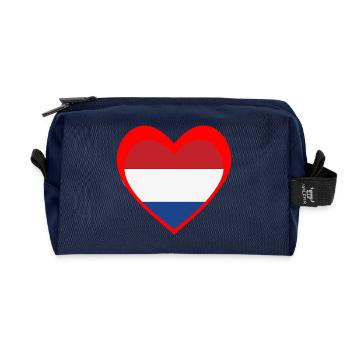 Nederland Hart – Liefde voor Nederland - Recycled Toiletry Zip Bag - navy - Front