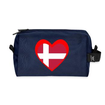 Danmark Hjerte – Kærlighed til Danmark - Recycled Toiletry Zip Bag - navy - Front