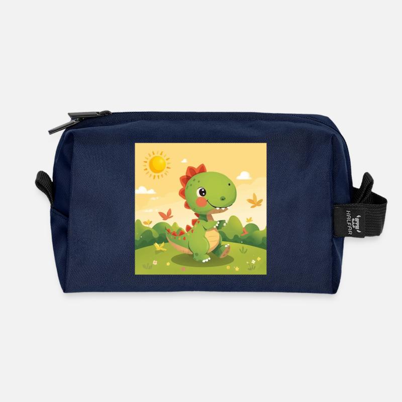 small dino - Recycled Toiletry Zip Bag - navy