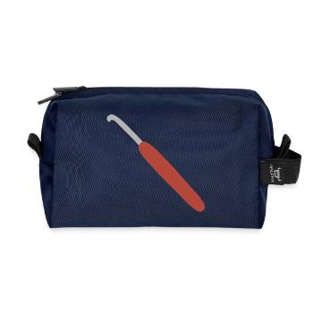 Red-Handled Crochet Hook - Recycled Toiletry Zip Bag - navy - Front