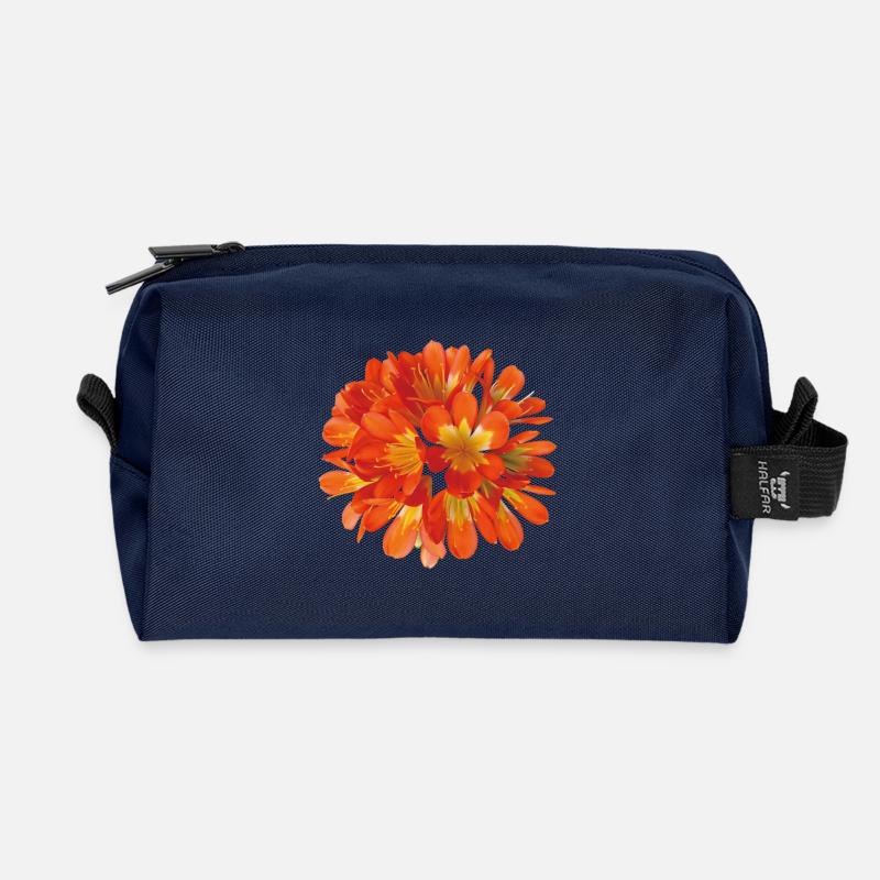 Leuchtend orangefarbene Clivia-Botanische Blumenblüte - Recycelte Kulturtasche - Navy
