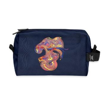 Psychedelic Marble Swirls - Recycled Toiletry Zip Bag - navy - Front