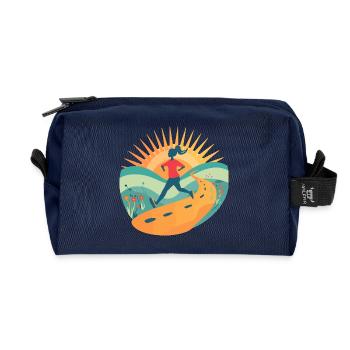 Trail Running Motivation Retro Sunrise Runner Art - Recycelte Kulturtasche - Navy - Vorne