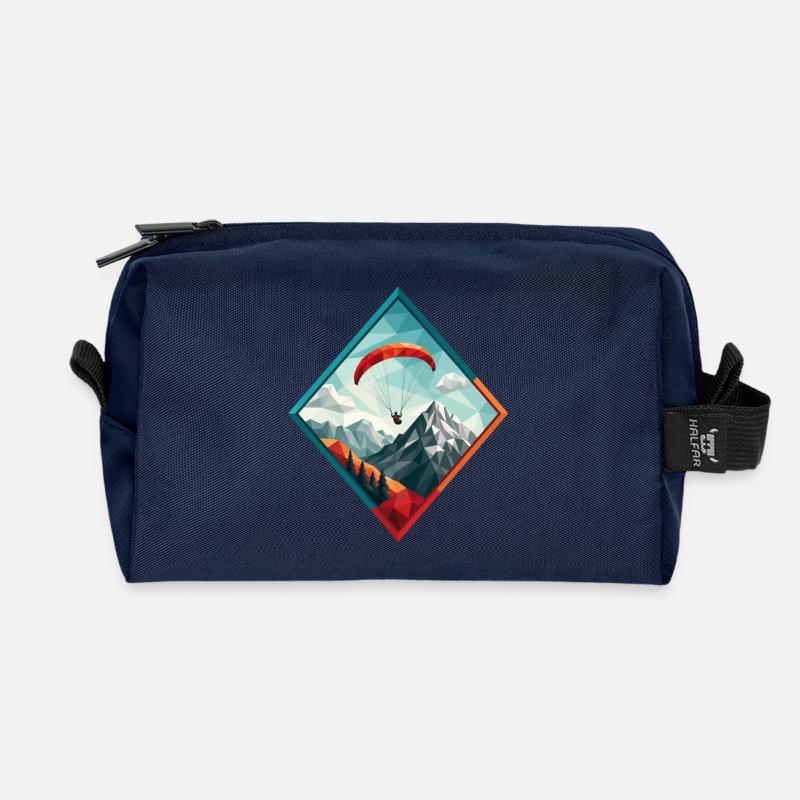 Paraglider über Berglandschaft - Recycelte Kulturtasche - Navy