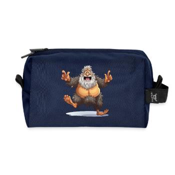 Fröhlicher Bigfoot Cartoon - Recycelte Kulturtasche - Navy - Vorne