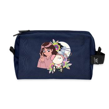 Anime-Mädchen Frieden und Hund im Rollstuhl Kunst - Recycelte Kulturtasche - Navy - Vorne