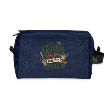 Im Garten bin ich wieder nett - Recycelte Kulturtasche - Navy - Vorne