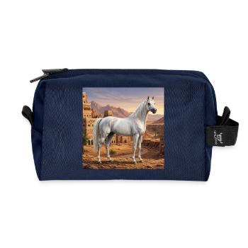 Ein Abbayan-Pferd und eine Landschaft des Jemen - Recycelte Kulturtasche - Navy - Vorne