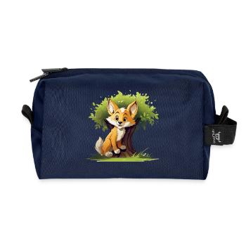 Fröhlicher Waldfuchs unter Baum - Recycelte Kulturtasche - Navy - Vorne