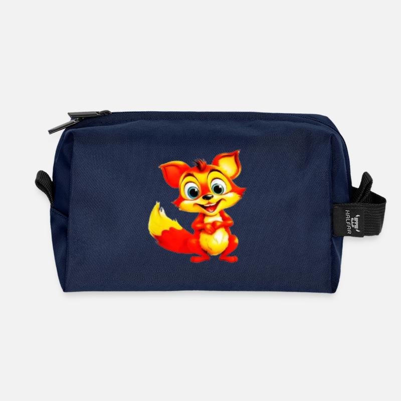 Feuriger Fuchs-Toon-Charme - Recycelte Kulturtasche - Navy