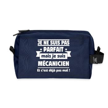 Je ne suis pas parfait, mais je suis mécanicien - Trousse de toilette en tissu recyclé - marine - Devant
